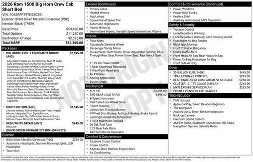 Billet Silver Metallic Clearcoat 2026 RAM 1500 Big Horn/Lone Star
