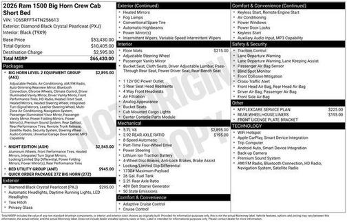 Diamond Black Crystal Pearlcoat 2026 RAM 1500 Big Horn/Lone Star