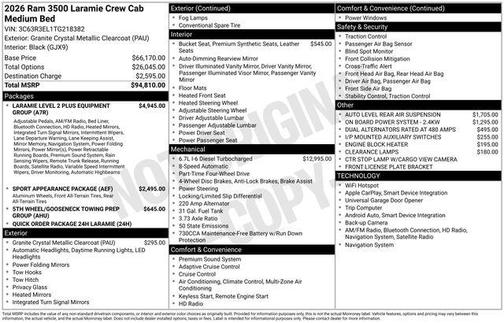 2026 RAM 3500 Laramie Crew Cab 4x4 6'4' Box
