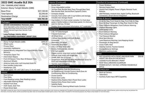 Ebony Twilight Metallic 2022 GMC Acadia SLE