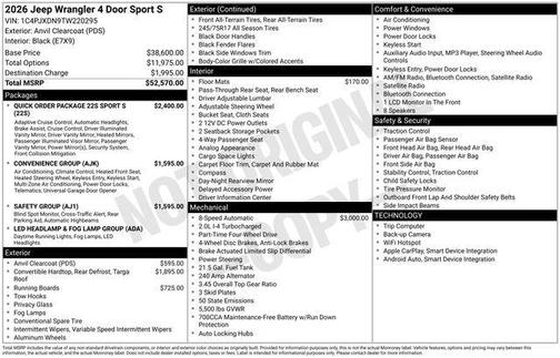 2026 Jeep Wrangler Sport S