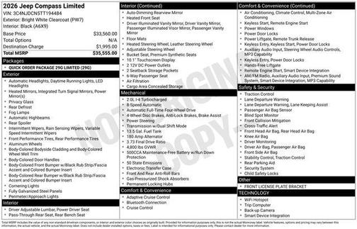 Bright White Clearcoat 2026 Jeep Compass Limited