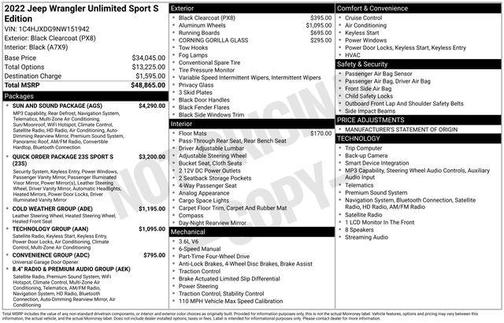 Black Clearcoat 2022 Jeep Wrangler Unlimited Sport