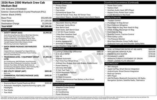 2026 RAM 2500 Warlock Crew Cab 4x4 6'4' Box