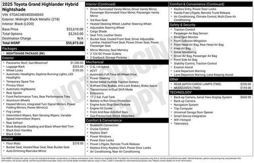 Midnight Black Metallic 2025 Toyota Grand Highlander Hybrid Nightshade Edition
