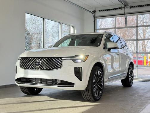 Crystal White Pearl 2026 Volvo XC90 Plug-In Hybrid Ultra, T8 AWD, Electric/Gasoline, Bright, 7 Seats