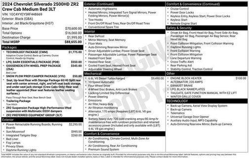 Black 2024 Chevrolet Silverado 2500 4WD Crew Cab Standard Bed ZR2