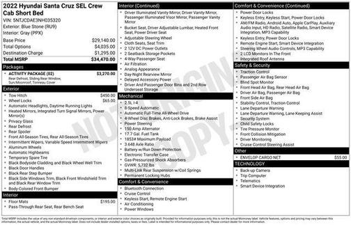 Blue Stone 2022 Hyundai SANTA CRUZ SEL