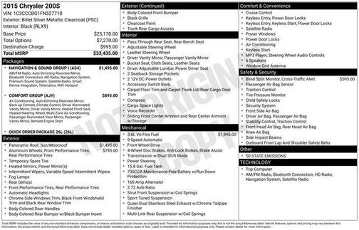 Billet Silver Metallic Clearcoat 2015 Chrysler 200 S