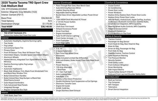 Magnetic Gray Metallic 2020 Toyota Tacoma TRD Sport