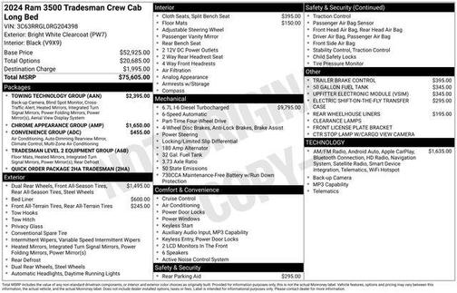 Bright White Clearcoat 2024 RAM 3500 Tradesman Crew Cab 4x4 8' Box