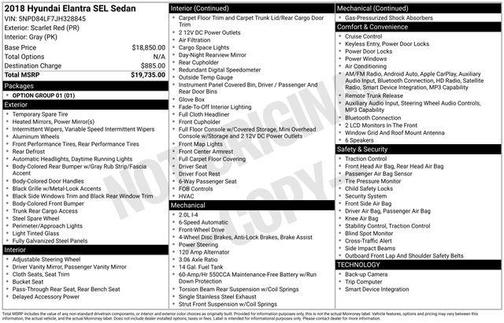 Scarlet Red 2018 Hyundai ELANTRA SEL