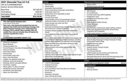 Summit White 2021 Chevrolet Trax LS