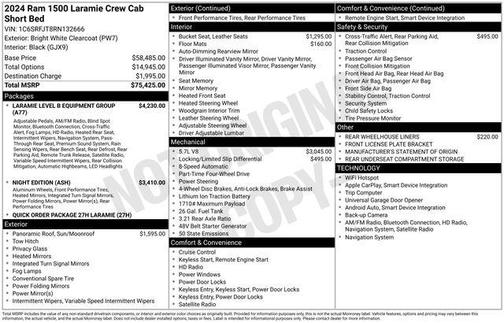 Bright White Clearcoat 2024 RAM 1500 Laramie