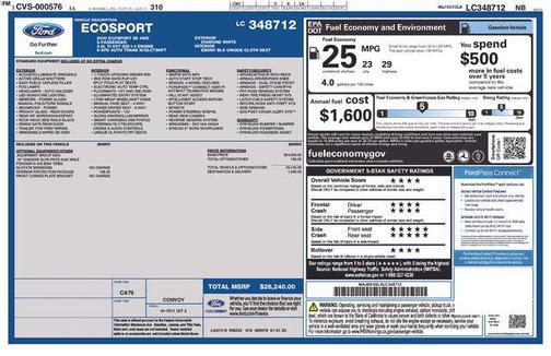 Diamond White 2020 Ford EcoSport SE
