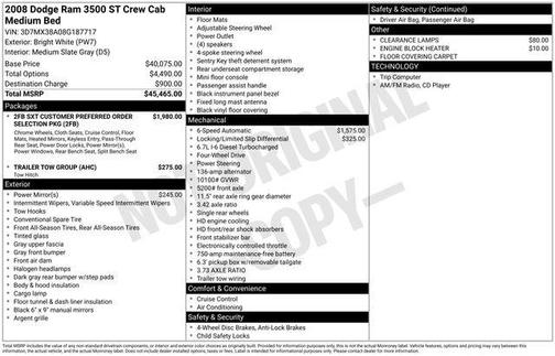 Bright White Clearcoat 2008 Dodge Ram 3500 ST/SXT