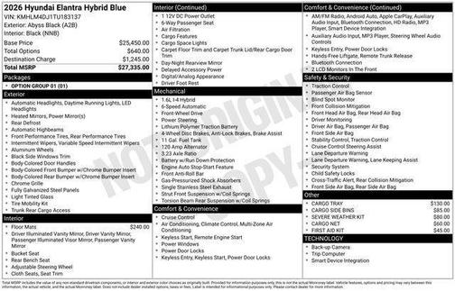 Black 2026 Hyundai ELANTRA HEV Blue