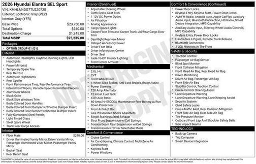 Gray 2026 Hyundai ELANTRA SEL Sport
