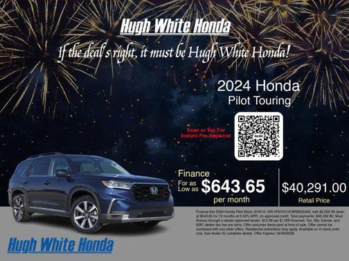 Obsidian Blue Pearl 2024 Honda Pilot Touring 8-Passenger