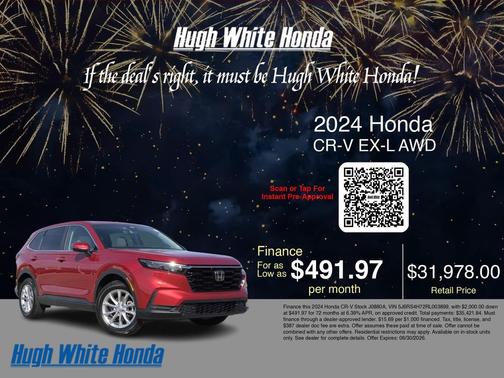 Radiant Red Metallic 2024 Honda CR-V EX-L AWD