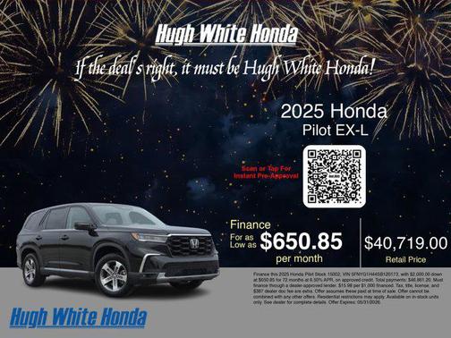 Crystal Black Pearl 2025 Honda Pilot EX-L