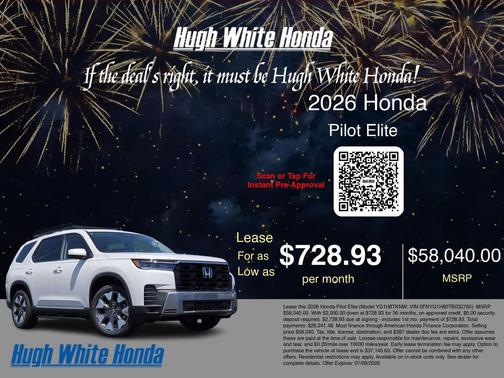 Platinum White Pearl 2026 Honda Pilot Elite