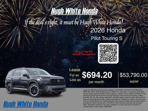 Crystal Black Pearl 2026 Honda Pilot Touring 8-Passenger