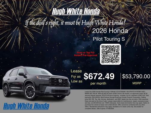 Crystal Black Pearl 2026 Honda Pilot Touring 8-Passenger