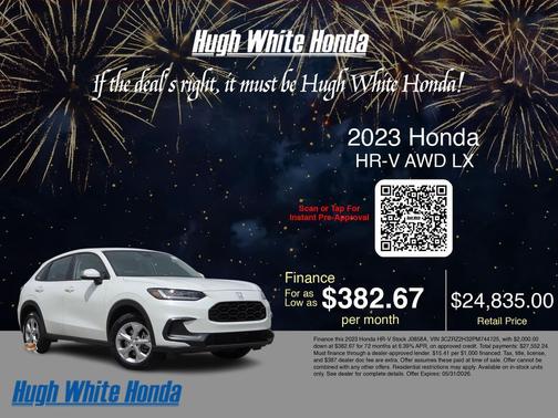 Platinum White Pearl 2023 Honda HR-V LX