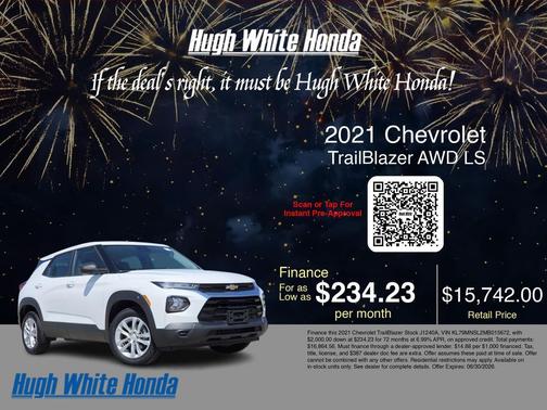 Summit White 2021 Chevrolet Trailblazer LS