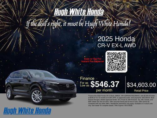 Black 2025 Honda CR-V EX-L AWD