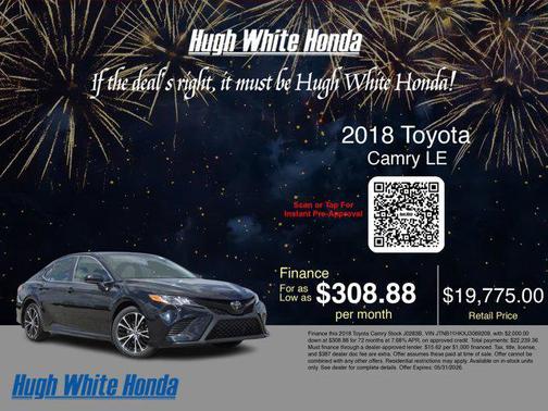 Midnight Black Metallic 2018 Toyota Camry SE