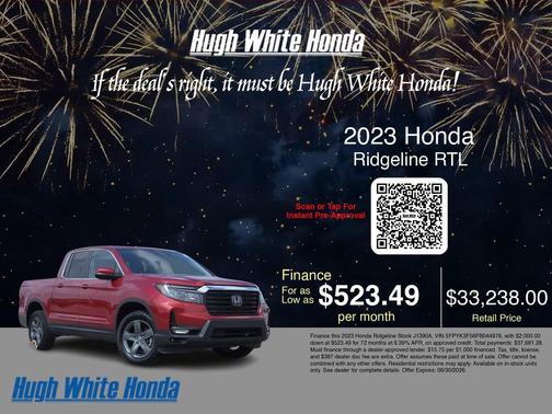 Radiant Red Metallic II 2023 Honda Ridgeline RTL