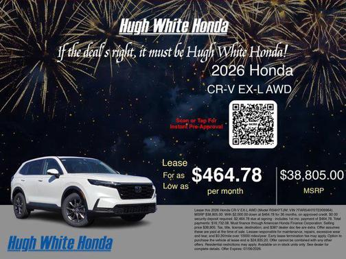 Platinum White Pearl 2026 Honda CR-V EX-L AWD