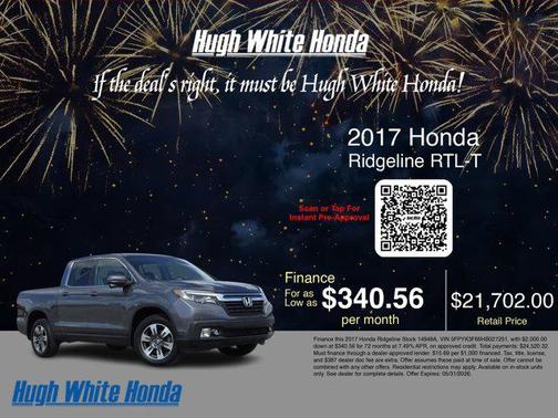 Modern Steel Metallic 2017 Honda Ridgeline RTL