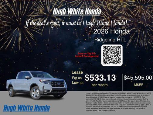 Sonic Gray Pearl 2026 Honda Ridgeline RTL