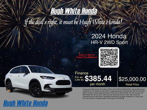 Platinum White Pearl 2024 Honda HR-V 2WD Sport
