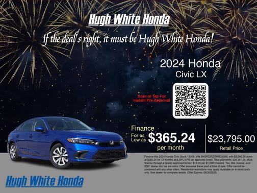 Blue Metallic 2024 Honda Civic LX
