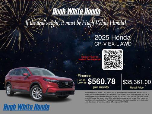 Radiant Red Metallic 2025 Honda CR-V EX-L AWD