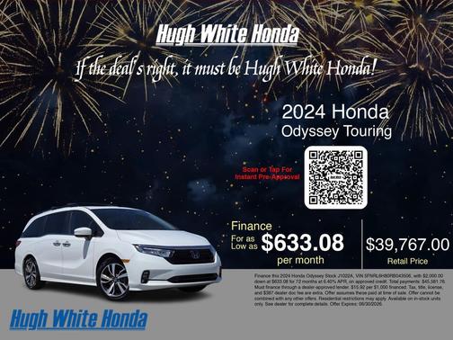 Platinum White Pearl 2024 Honda Odyssey Touring