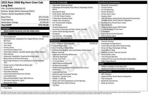 2022 RAM 3500 Big Horn Crew Cab 4x4 8' Box