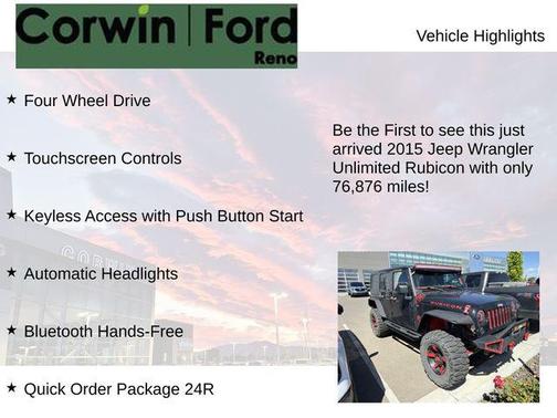 Black Clearcoat 2015 Jeep Wrangler Unlimited Rubicon