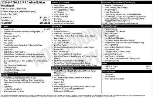 2026 Mazda Mazda3 Carbon Edition