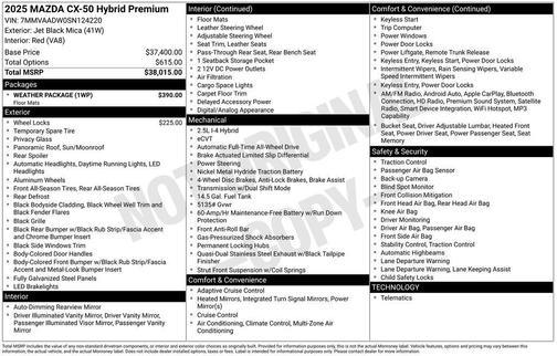 2025 Mazda CX-50 Hybrid Premium Package