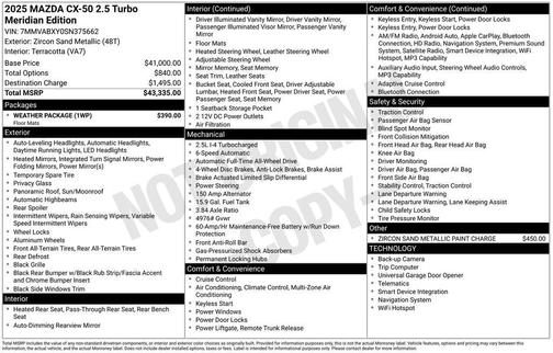 2025 Mazda CX-50 2.5 Turbo Meridian Edition