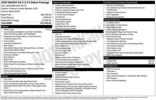 2025 Mazda CX-5 2.5 S Select Package