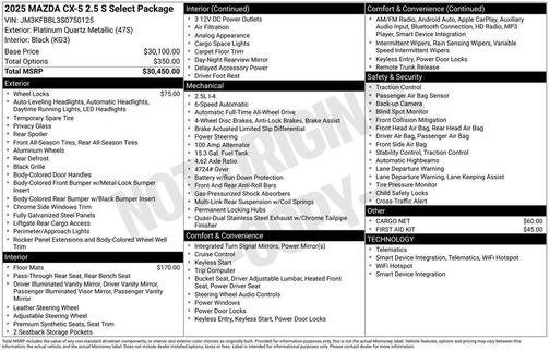 2025 Mazda CX-5 2.5 S Select Package