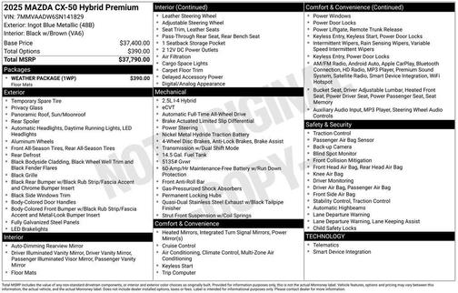 2025 Mazda CX-50 Hybrid Premium Package