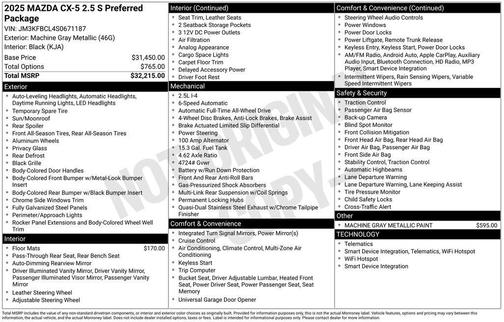 2025 Mazda CX-5 2.5 S Preferred Package