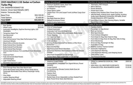 2025 Mazda Mazda3 2.5 Carbon Turbo